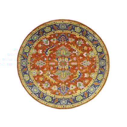Handknotted Sultanabad Rug – 8x8 ft Round – Traditional Oriental Design