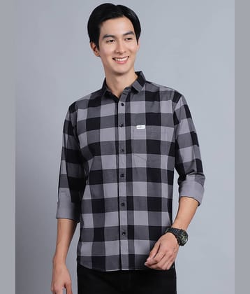 MAJESTIC MAN 100% Cotton Slim Fit Checks Full Sleeves Men's Casual Shirt - Light Grey ( Pack of 1 )