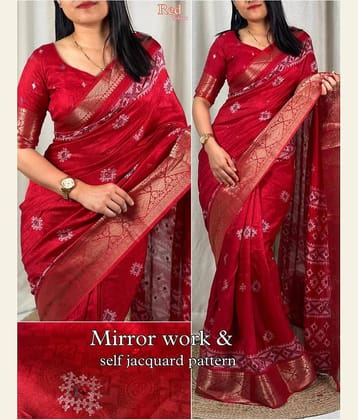 Bhuwal Fashion Cotton Silk Printed Kanjeevaram Sarees With Unstitched Blouse Piece ( Sky Blue )