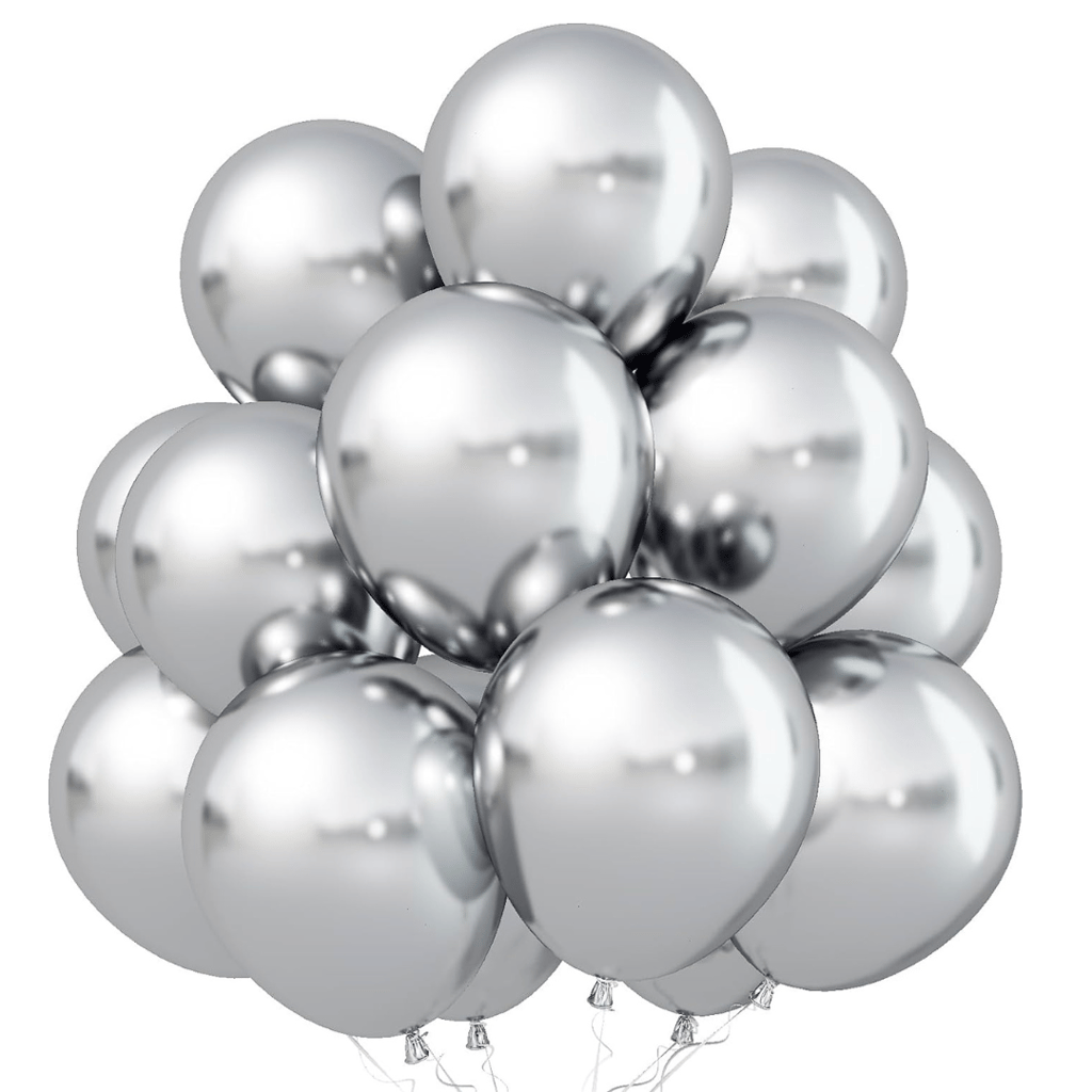 Silver Chrome Latex / Rubber Balloon - Helium Quality - 12 inches - 10PC - Party and Festive Needs | Buy online on ZillyBuy