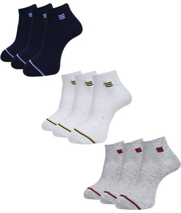 Dollar Cotton Blend Men's Self Design Blue Ankle Length Socks ( Pack of 9 )