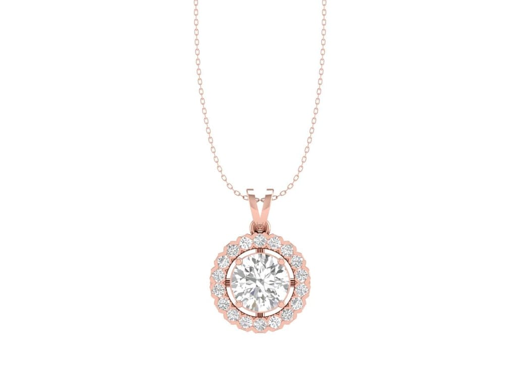 Round Halo Solitaire Necklace