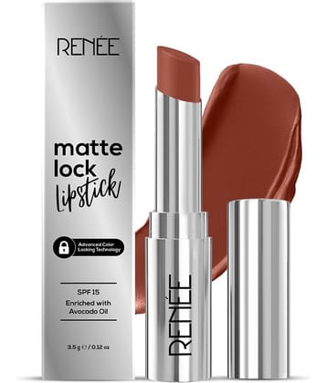RENEE Matte Lock Lipstick Folk, Ultra-Matte, SPF 15, Long Lasting, 3.5g