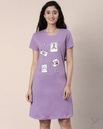 Lounge Wear Long Tee - Orchid Mist-XS / LT0021 - Orchid Mist