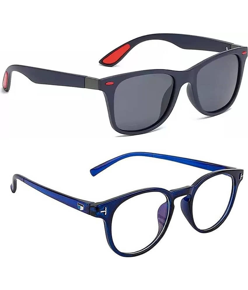 Elligator Multicolor Rectangular Sunglasses ( Pack of 2 )