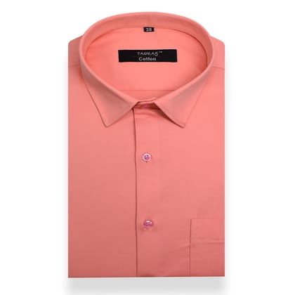 Light Orange Color Lycra Cotton Shirt For Men's-M (38 Inch) (98 CM) / Full