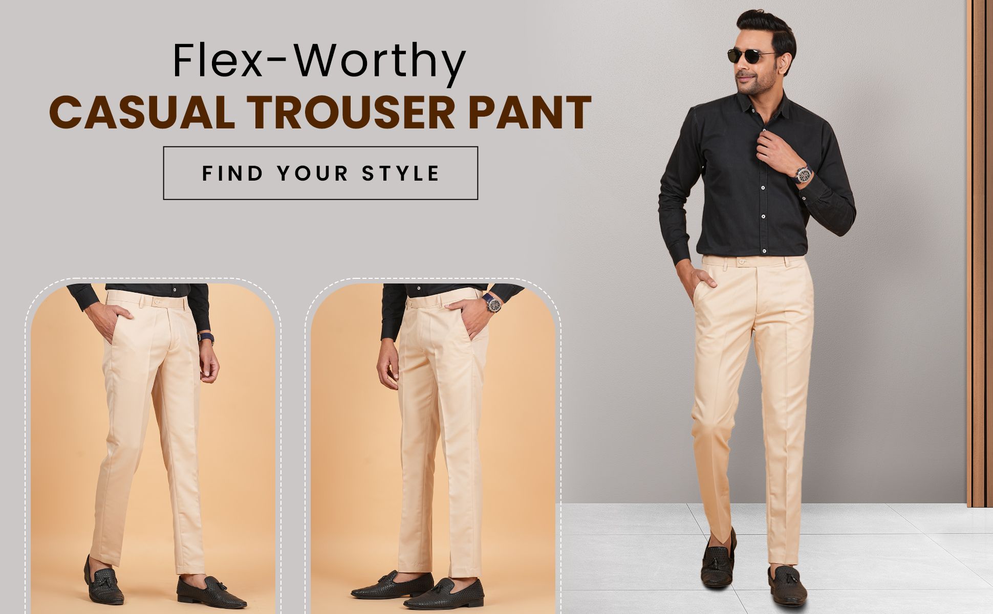 Men Beige Trousers