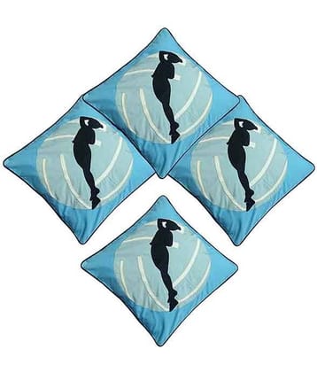 Hugs'n'Rugs Blue Cotton Cushion Covers - Set Of 4