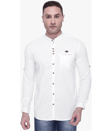 Kuons Avenue - White Linen Slim Fit Men's Casual Shirt ( Pack of 1 )