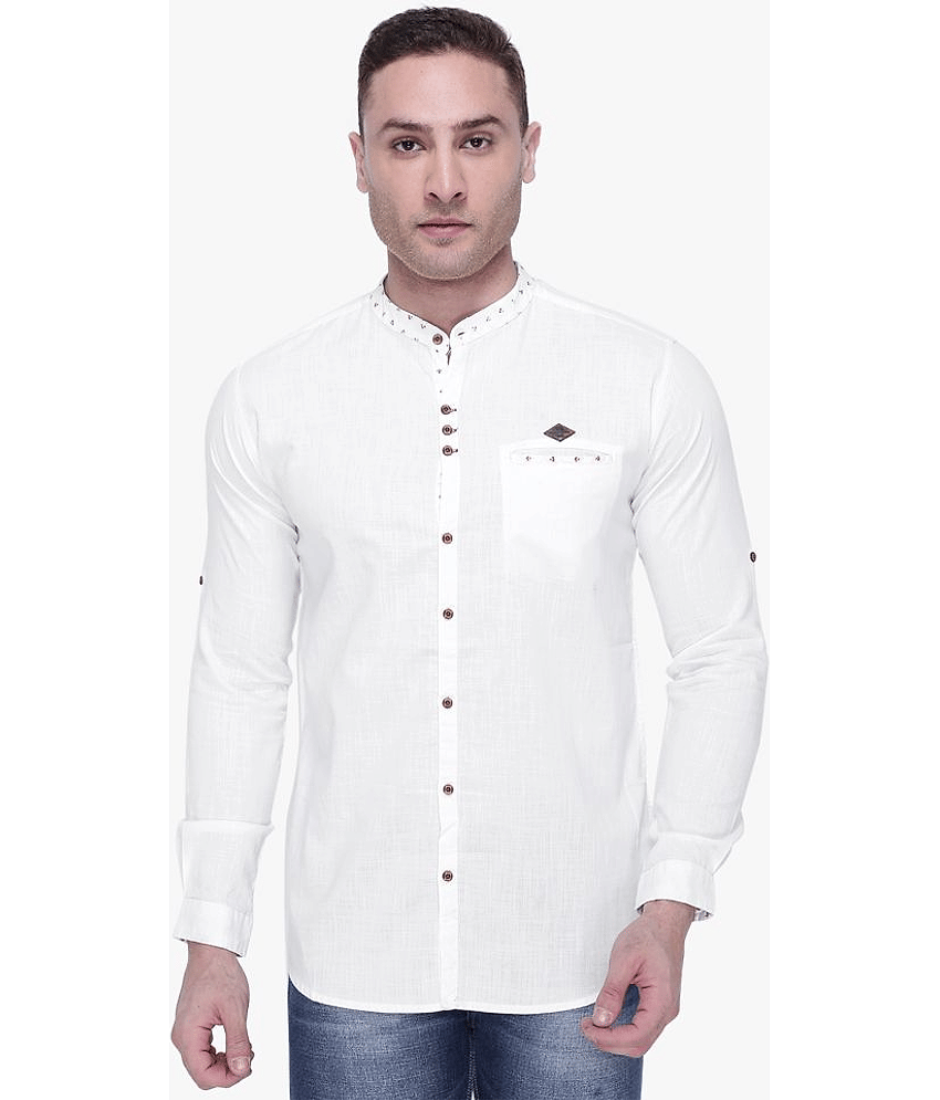Kuons Avenue - White Linen Slim Fit Men's Casual Shirt ( Pack of 1 )