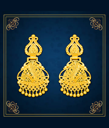 LUV FASHION Golden Drop Earrings ( Pack of 1 )