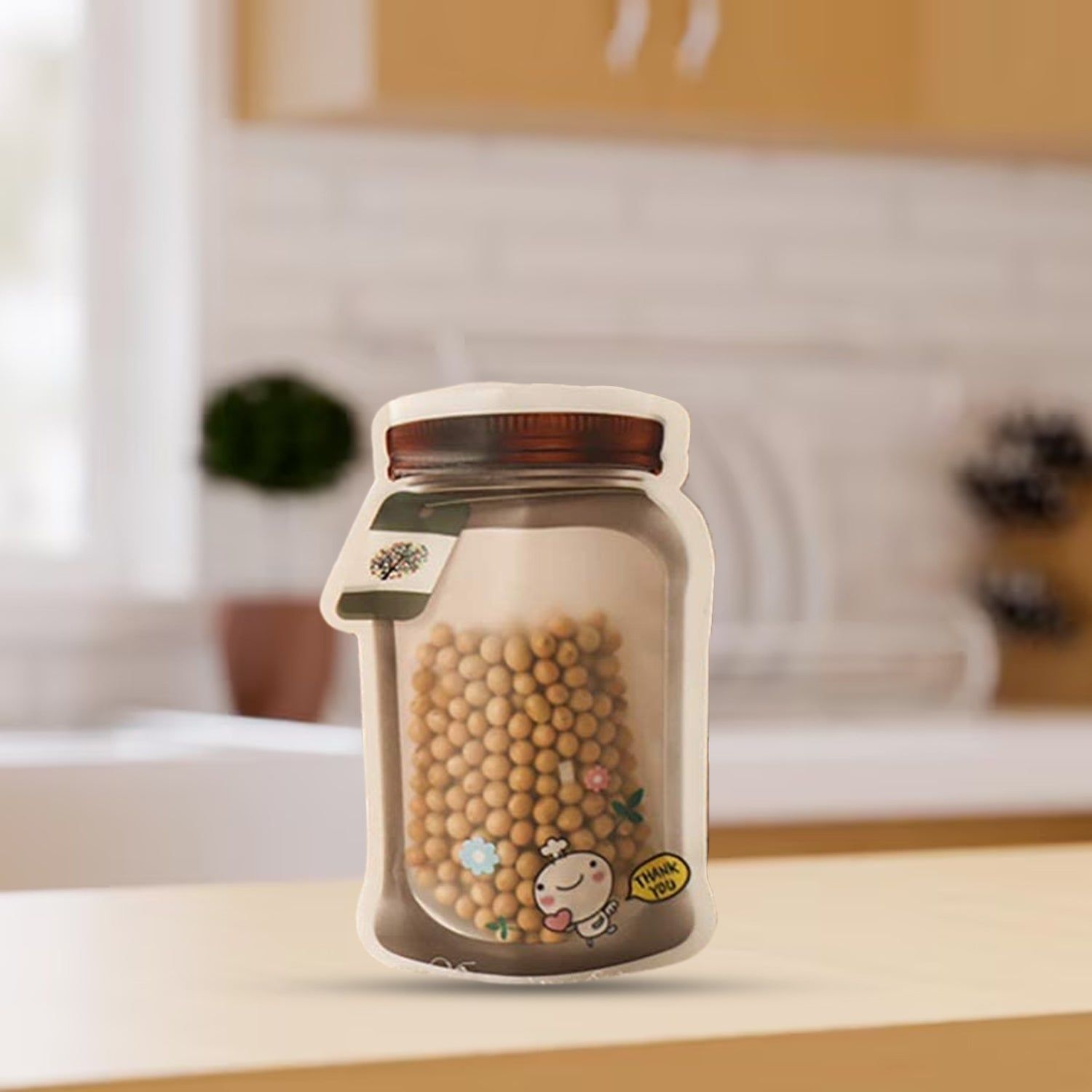 Plastic Transparent Small Jar Shaped Pouch With Zipper (1 Pc)_assorted colour