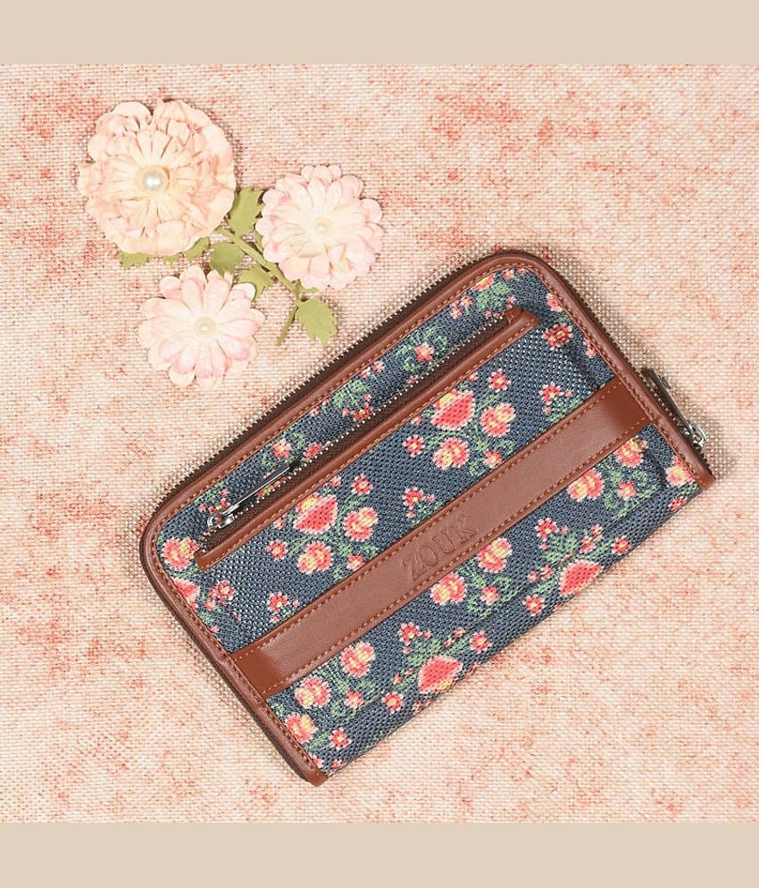 Zouk - Jute Blue Women's Zip Around Wallet ( Pack of 1 )