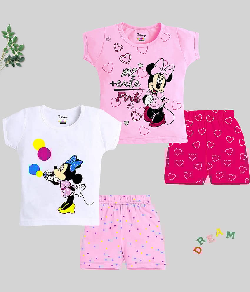 Kuchipoo Multi Color Cotton Blend Girls Top With Shorts ( Pack of 2 )