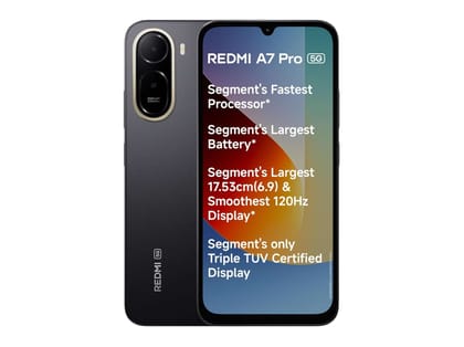 Redmi A7 Pro 5G Smartphone, 4GB RAM, 128GB Storage - Black