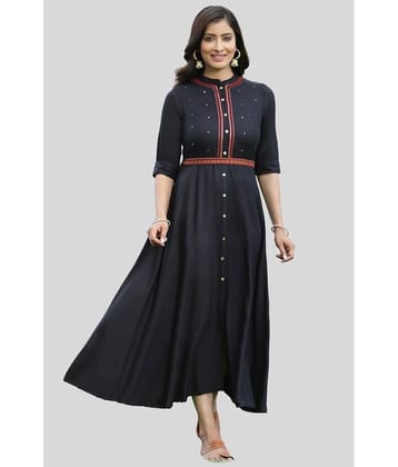 Juniper - Black Rayon Women's A-line Dress ( Pack of 1 )