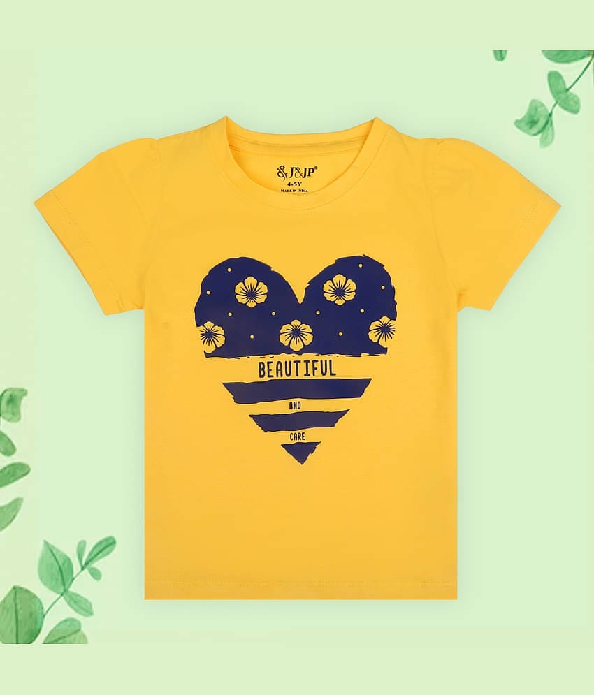 J&JP Pack of 1 Girls Cotton T-Shirt ( Yellow )