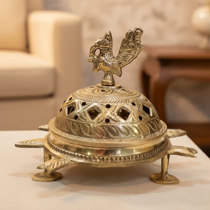 Brass Peacock Shape Luab Dan No. 2 – Handcrafted Utility Decor, Height : 4.5 Inch (ZMAS642 C)