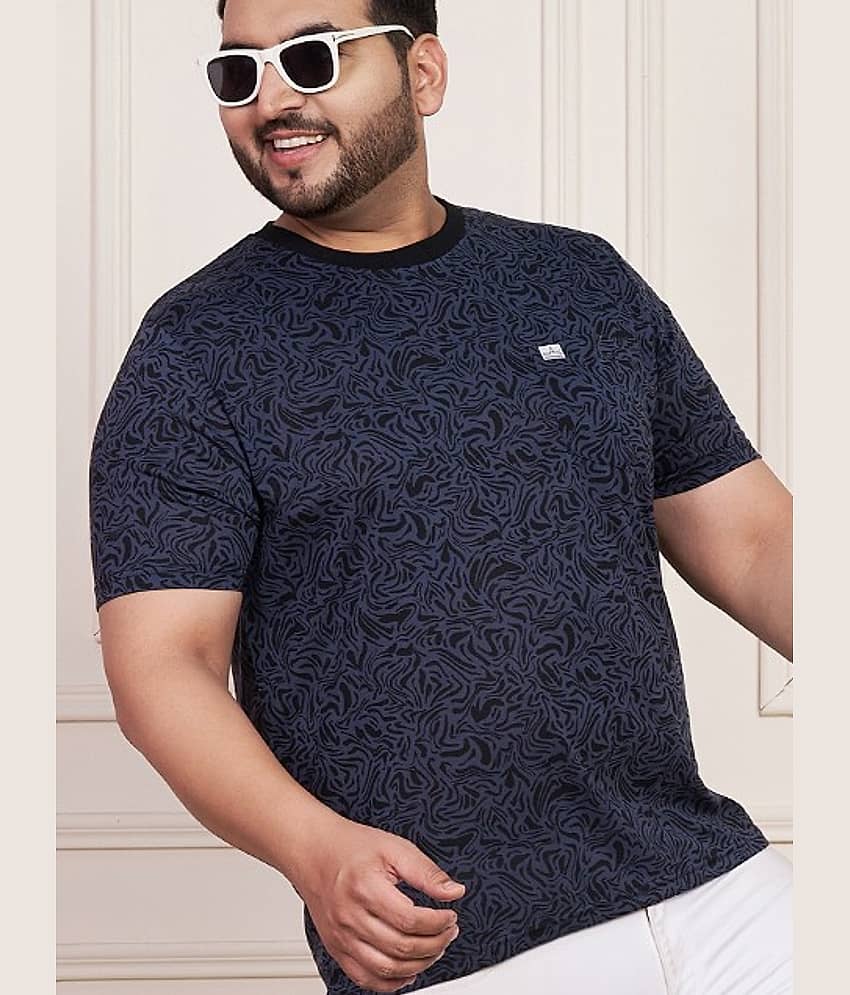 AUSTIVO Men Cotton Blend Regular Fit Printed T-Shirt ( Grey )