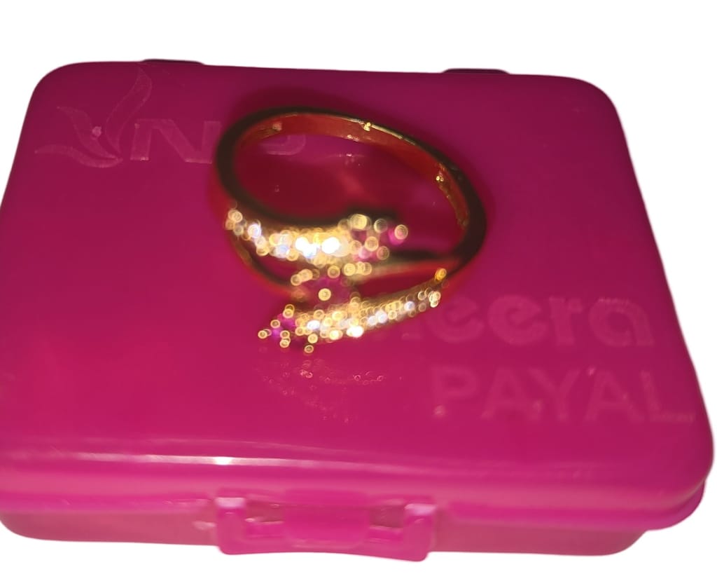 Gold Plated Ruby and Cubic Zirconia Floral Adjustable Cocktail Ring for Women