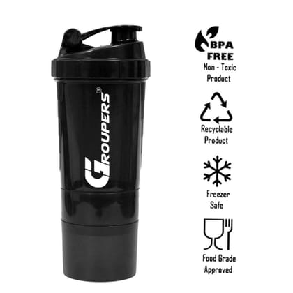 GROUPERS Duffle PU Leather Bag with Shaker Bottle-500ml & GloveslSports & Travel Bag (Red White)