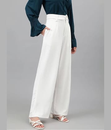 kotty Women Cotton Blend Casual Trousers ( White )