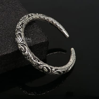 925 Sterling silver handmade fabulous chitai work customized bangle bracelet kada with pearl unisex personalized tribal jewelry nsk718