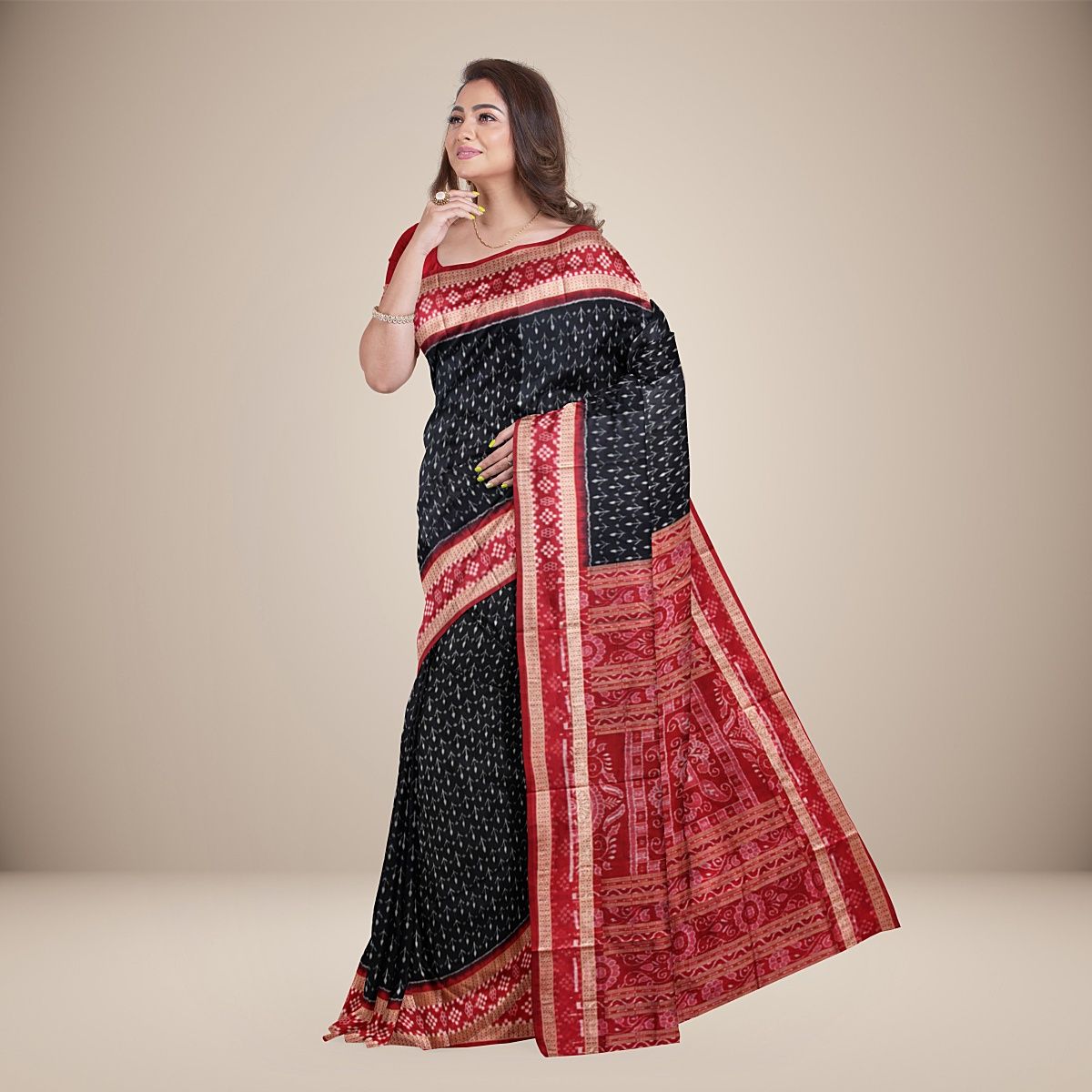 Pasapalli Border Bandha Anchal Sambalpuri Silk Saree