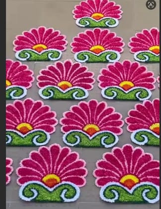 Readymade rangoli mat flowers design 1 foot