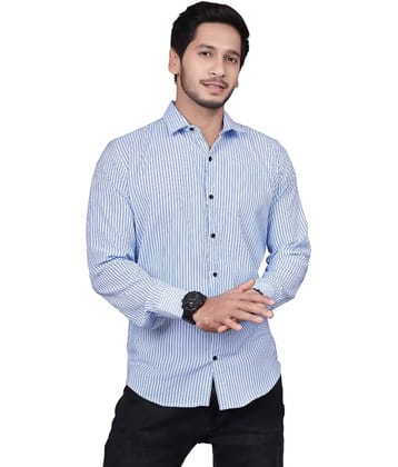 JEEVAAN - THE PERFECT FASHION Cotton Blend Regular Fit Striped Full Sleeves Men's Casual Shirt - Blue ( Pack of 1 )