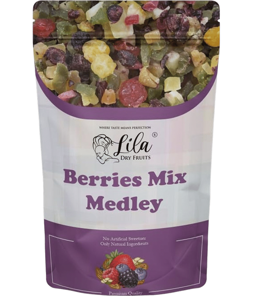 LILA DRY FRUITS Berries Mix Medley 200g Blend of Dried Strawberries, Cranberries & More