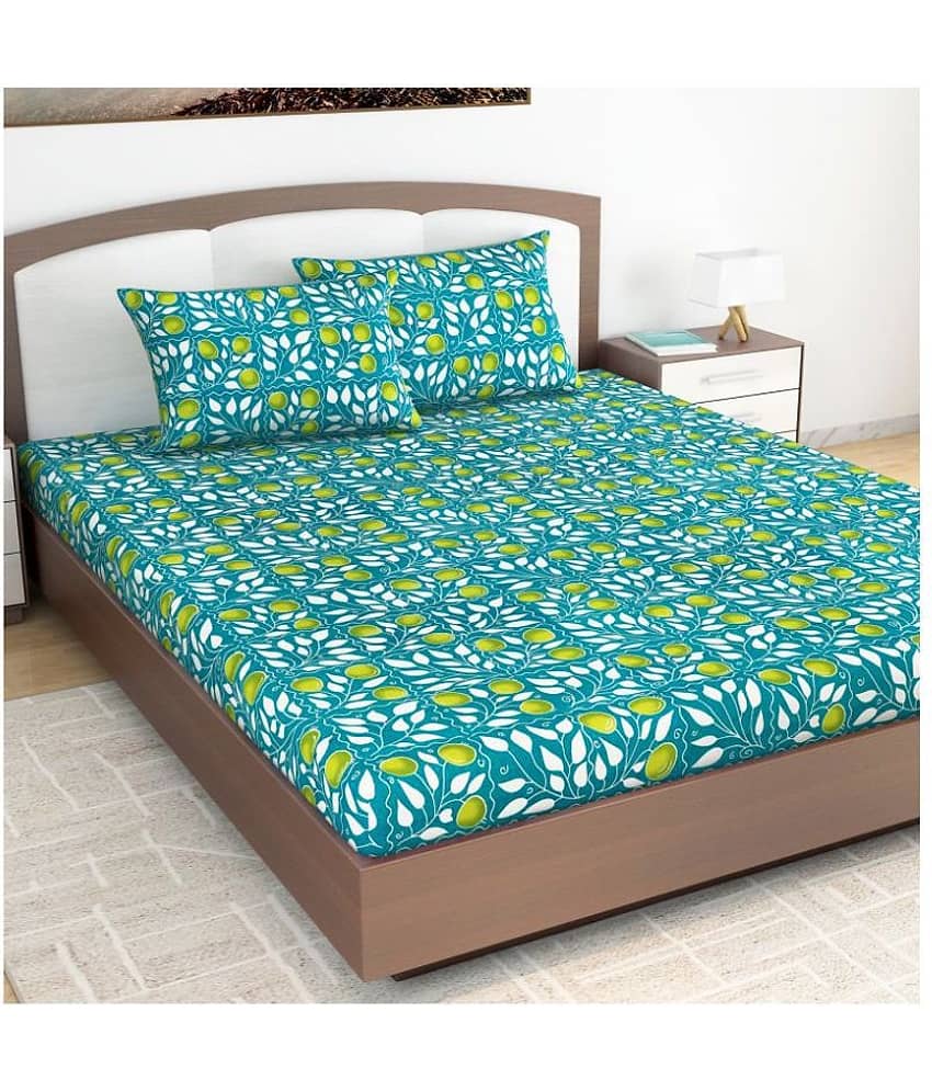 DIVINE CASA Cotton King Bedsheet ( Green )