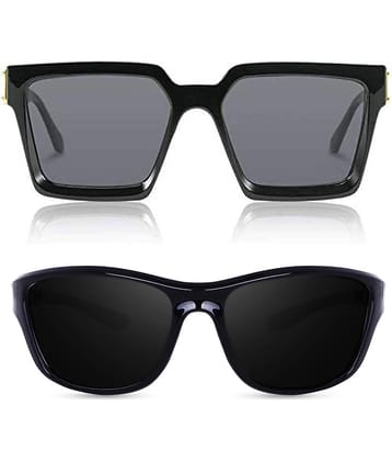 Kanny Devis - Black Rectangular Sunglasses ( Pack of 2 )