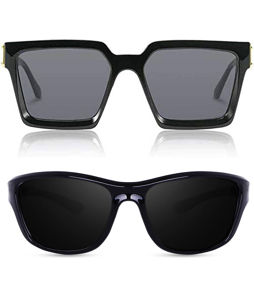 Kanny Devis - Black Rectangular Sunglasses ( Pack of 2 )
