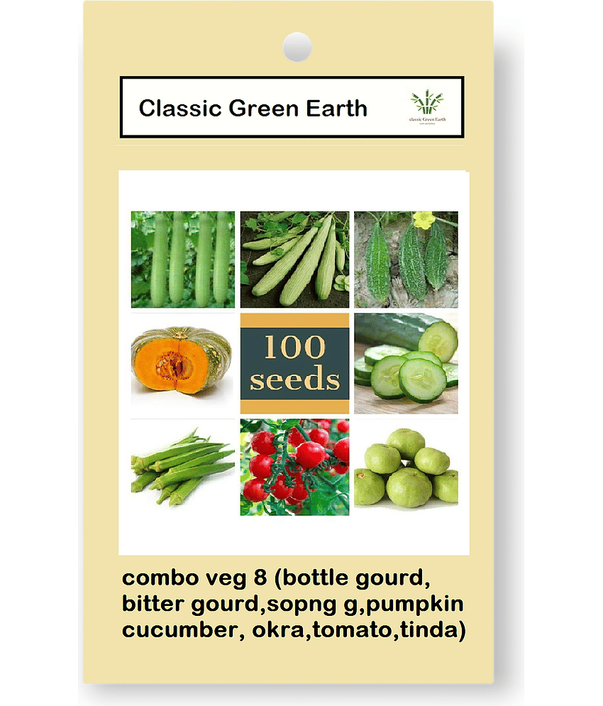 CLASSIC GREEN EARTH - Vegetable Seeds ( combo 8 tinda tomato spong g bottel100 seeds )
