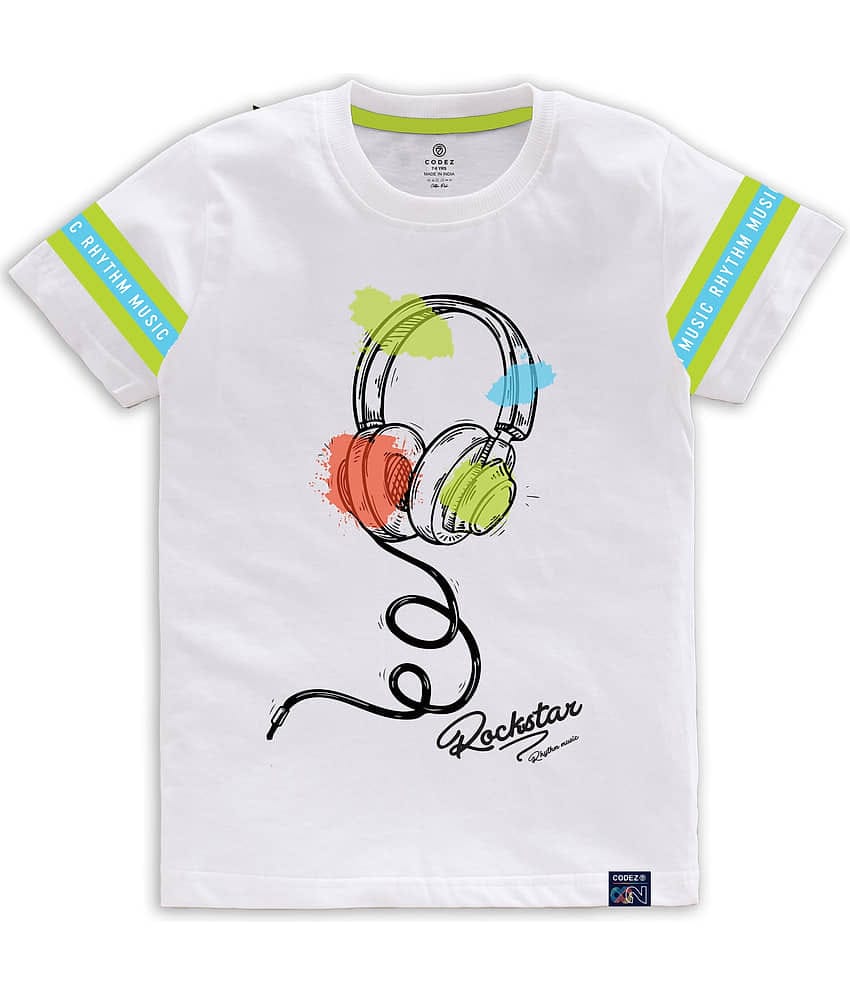 CODEZ Pack of 1 Boys Cotton Blend T-Shirt ( White )