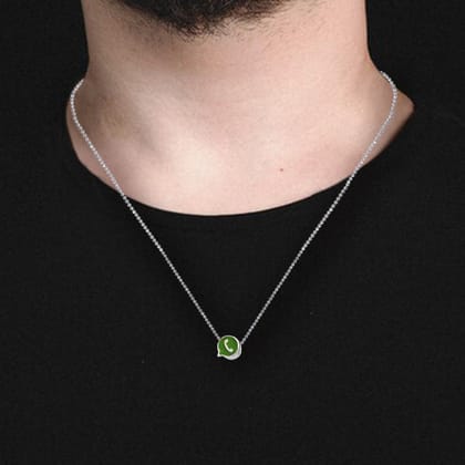 WhatsApp Charm Silver Pendant with Enamel and Chain Set