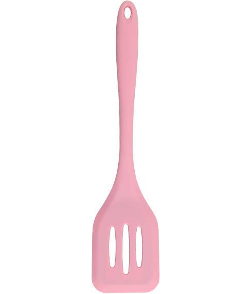 Baskety Silicone Slotted Nonstick Heat Resistant Spatula ( Pack of 1,Pink )