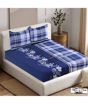 Valtellina Cotton Double Bedsheet ( Navy Blue )