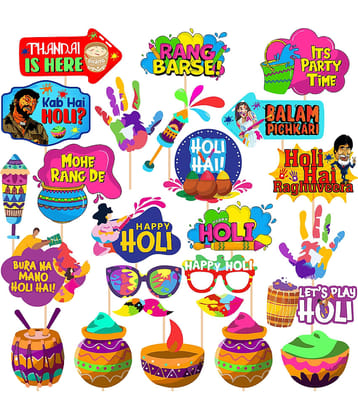 Zyozi ® Holi Photo Booth Props - Color Festival Photo Booths, Holi Decorations Photo Props, Holi Decorations Items/Holi Props (Pack of 25)