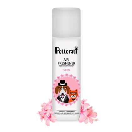 Petterati  Pet Friendly Air Freshener - Floral, Eliminates Pet Odour, Dog & Cat Safe, Refreshes Air Instantly - 250ml