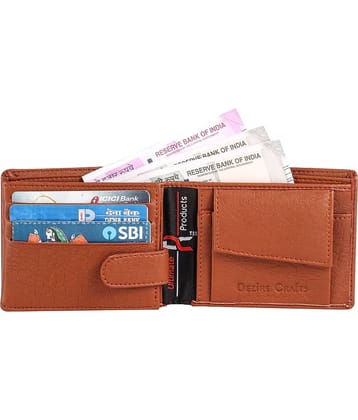 Dezire Crafts PU Self Design Men's Regular Wallet With 9 Slots For Card ( Tan , Pack of 1 )