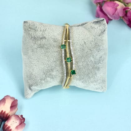 Green Cubic Zirconia Wave Two Tone Bracelet - SIA445075