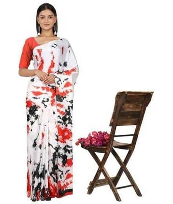 JIHANA FAB Georgette Printed Saree With Unstitched Blouse Piece ( Multicolor )