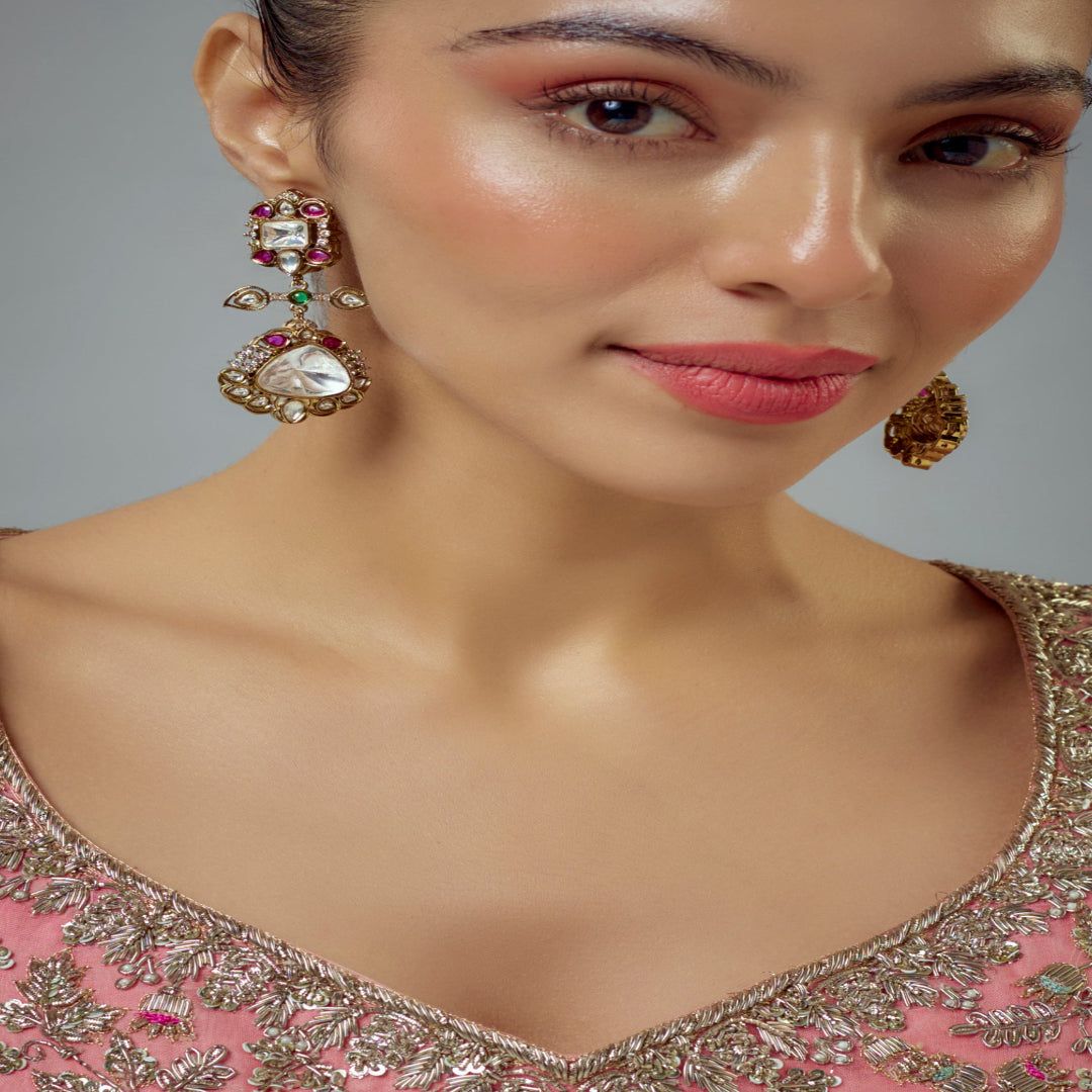 vivinia BY VIDHI MEHRA Florence Gold Plated Multi Zircon Womens Pair of Danglers Earrings (Freesize) - VE932