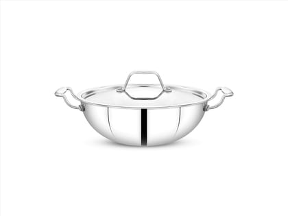 Maxima Triply Stainless Steel Kadai With Lid - 24cm | 2.5Ltr (Induction Friendly) Maxima Triply Stainless Steel Kadai With Lid - 24cm | 2.5Ltr (Induction Friendly)