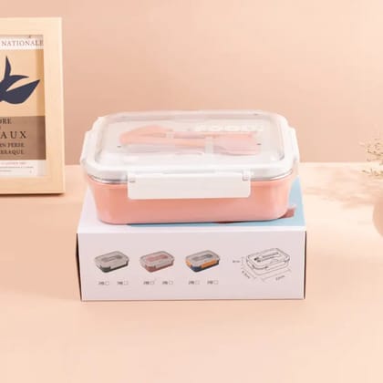 On the Go with Our 3-Compartment Bento Lunch Box with Breathable Button Design 620 ML