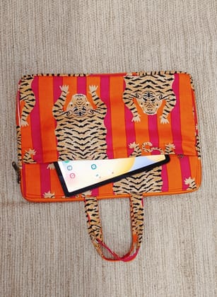 Laptop Bag with Handle -100% Cotton with handblock print and cushion support - 13-15 inches-15 inch