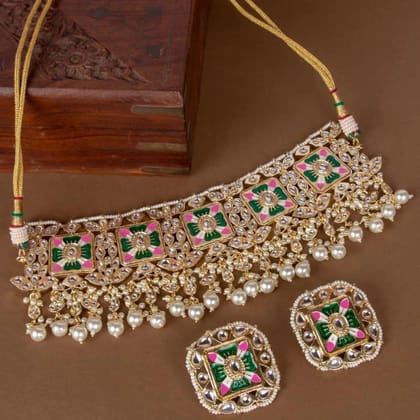 Meenakari Kundan Studded Choker Set