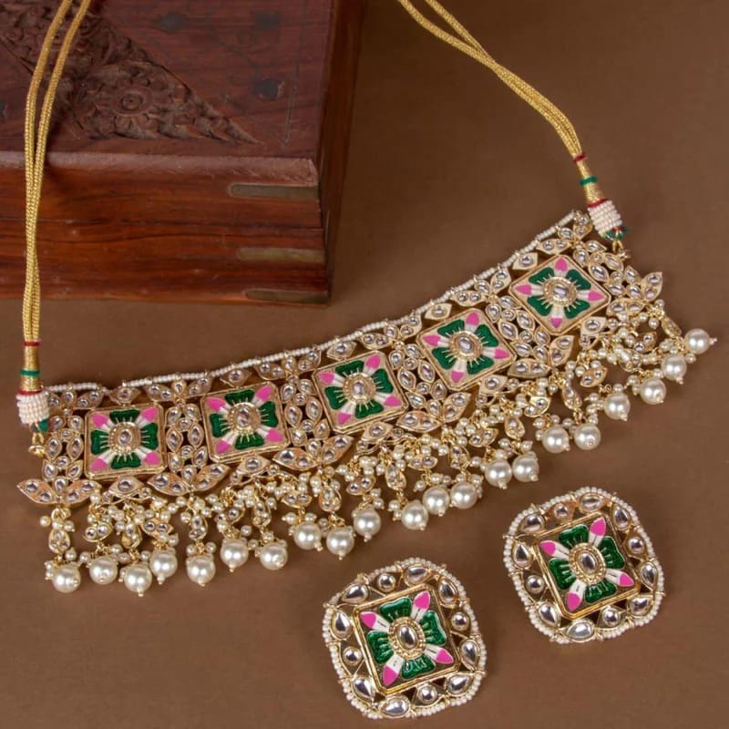 Meenakari Kundan Studded Choker Set